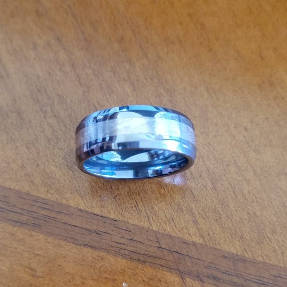 Tungsten & Mokume Inlay Men's Ring | Size 9